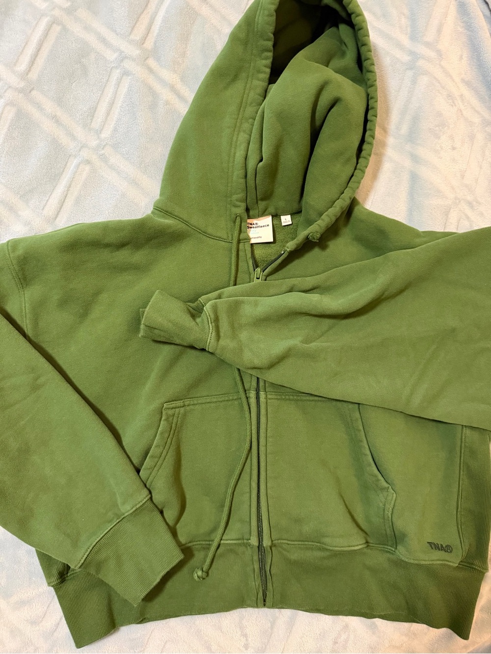 TNA Light Gray Boxy Zip Hoodie